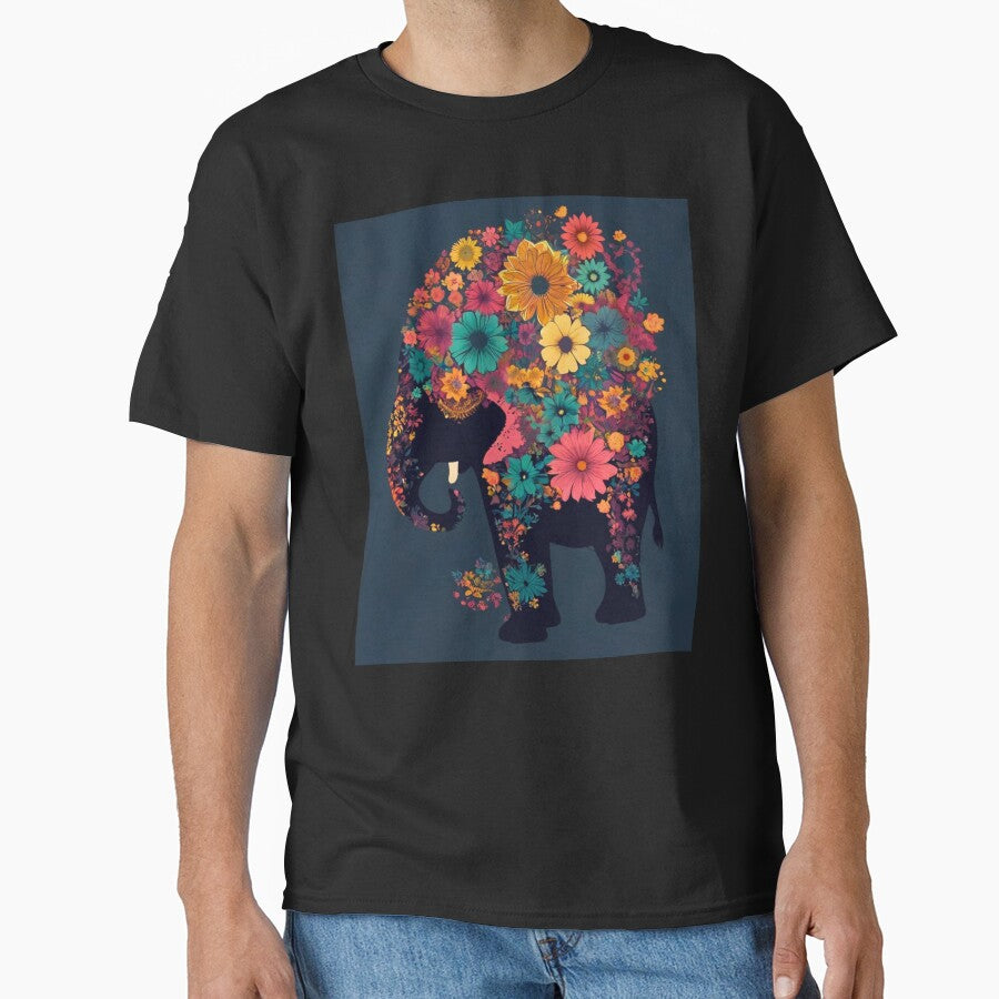 Elephant Portrait. elephant silhouette floral by ElephantVibes