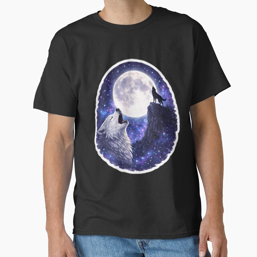 Two Howling Wolves Moon – Wolf Cliffside Sky by ClutchCassidyTees