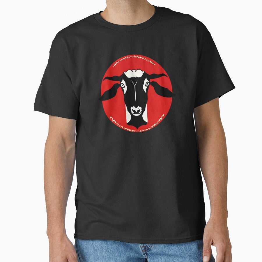 Majestic Goat in a Red Circle sticker design by Litheon