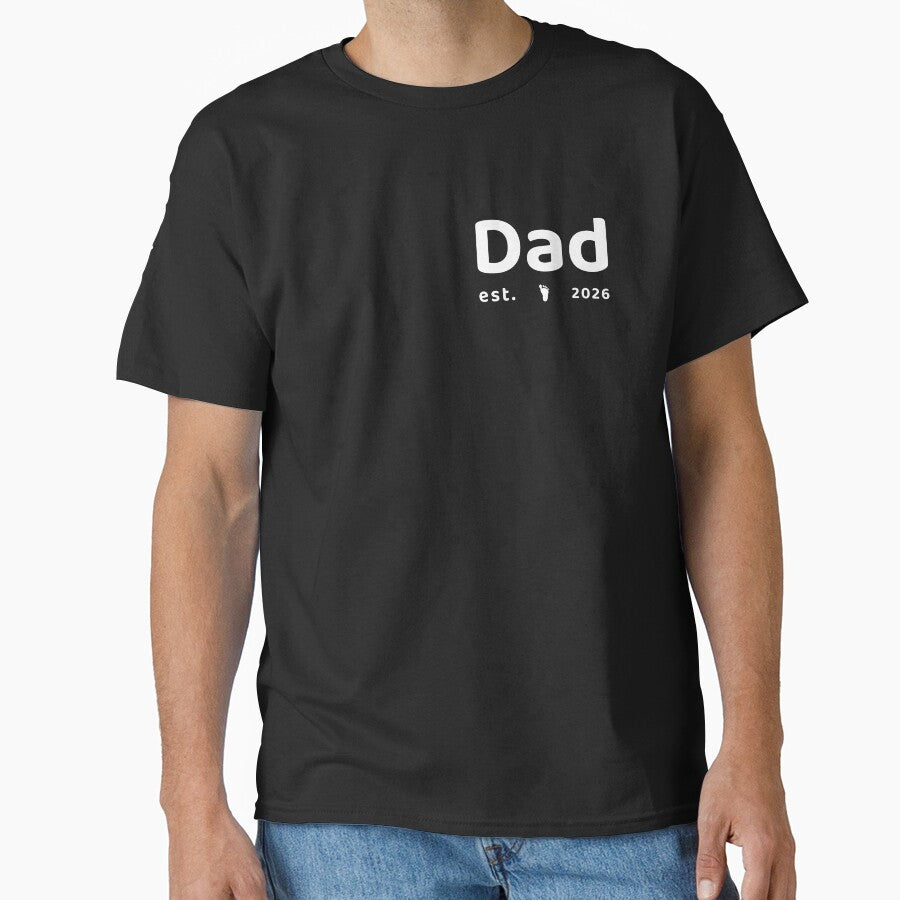 Dad Est 2026 Baby Footprint T-shirt black. by 7Closset
