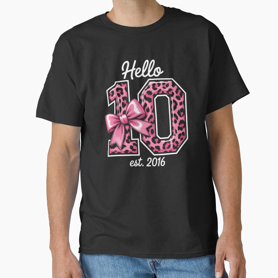 Hello 10 Pink Bow Est 2016 Coquette 10th Birthday Girl by ZACK ART