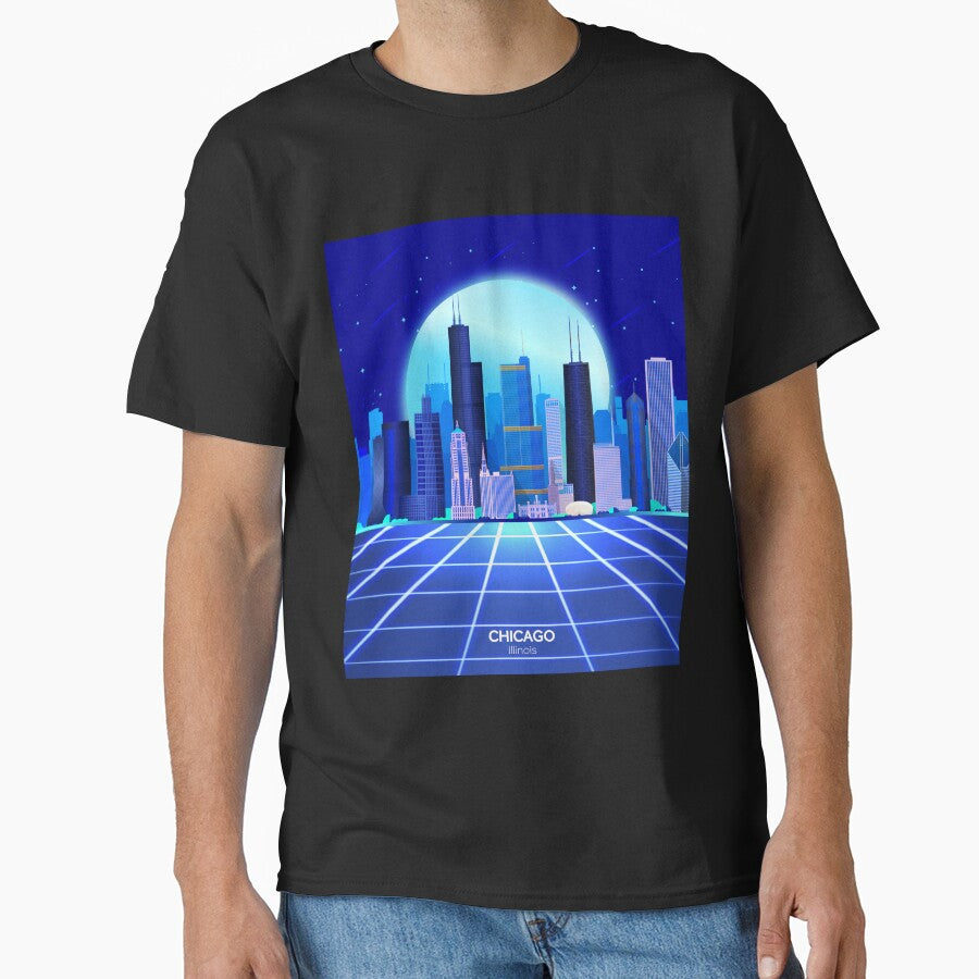 Chicago Cityscape Retrowave by MaiZephyr