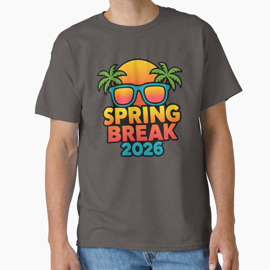Spring Break 2026 Retro Sunset Sunglasses Palm Trees Design by OwnYourMood