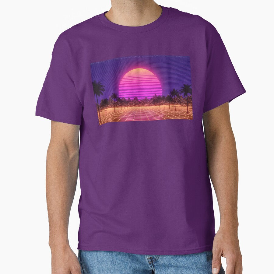 Retro Synthwave Sunset Drive with Palm Trees by powersunlight