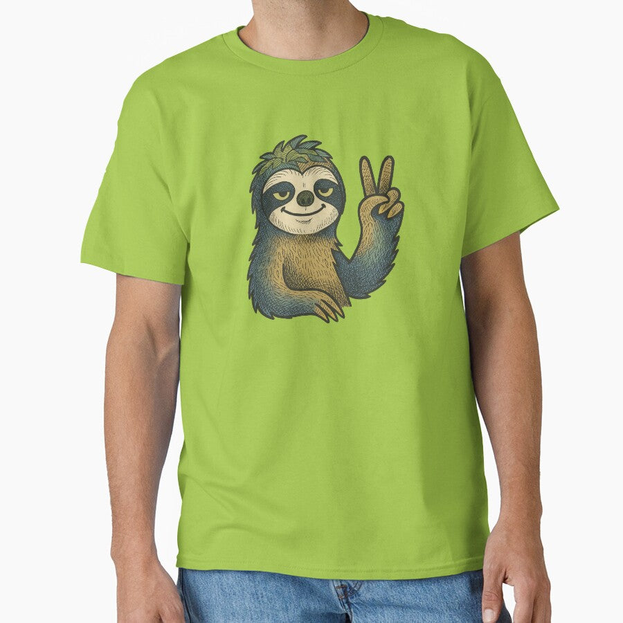 Hippie Sloth Peace Sign Groovy Retro Chillout Vibe Design by FrictionMaxxing