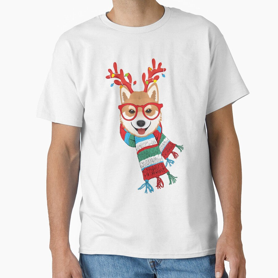 Shiba Inu Xmas Holidays Reindeer Christmas Lights by vilily