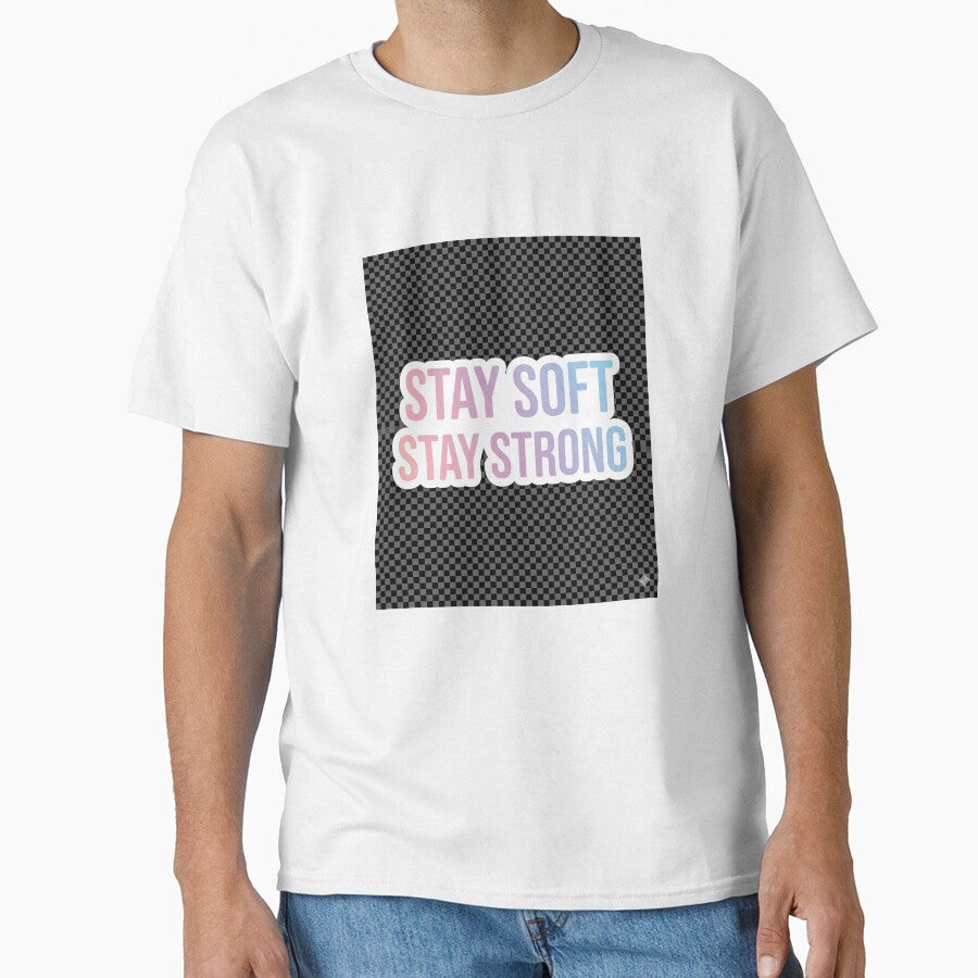 Stay Soft Stay Strong Aesthetic Pastel Typography Sticker by R & K Fashions