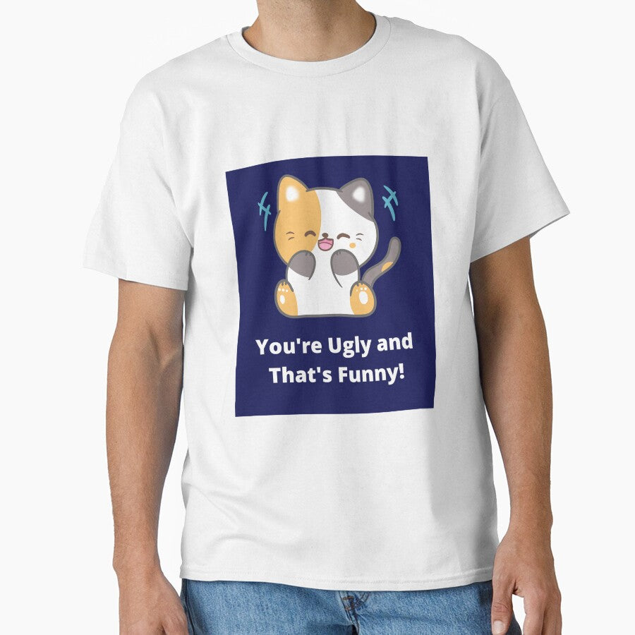 Cute Insulting "You're Ugly" Kitty Sticker / Art Print by The Bored Buffoon