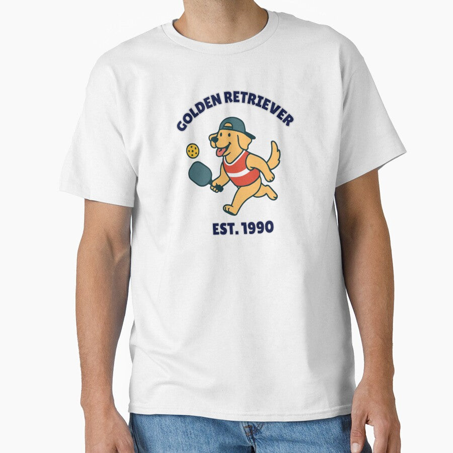 Funny Golden Retriever Pickleball Player Retro Athletic Style - Est 1990 by "Positive Vibes & Daily Lifestyle"