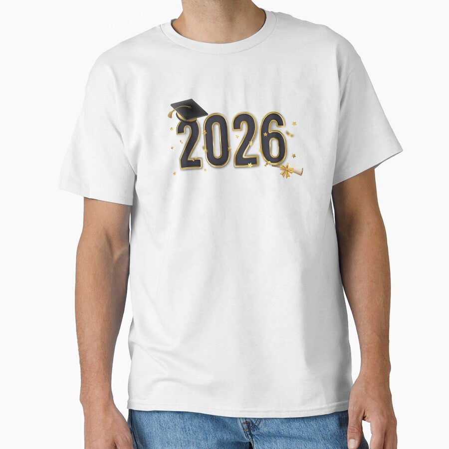 Graduate 2026 with Black Graduation Hat & Gold Star Confetti by JeweledDesigns