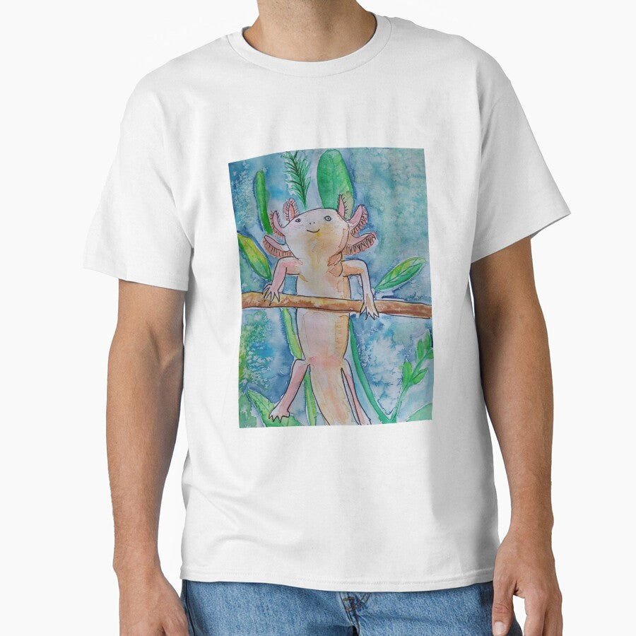 Axolotl love Painting in watercolor And ink by SanMould