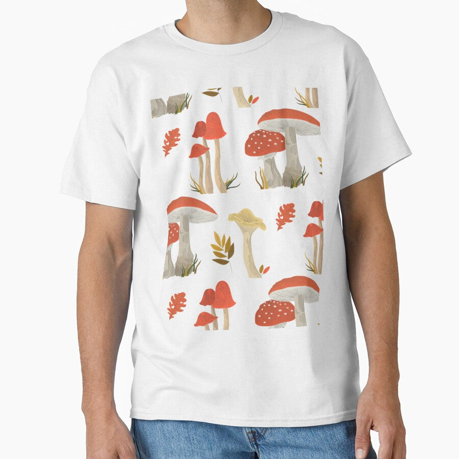Autumn Forest Mushroom Seamless Pattern Dark Botanical Cottagecore Woodland Art by DERA RAY