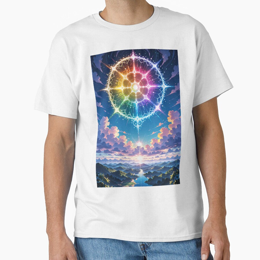 Rainbow Mandala Portal Over Mountain River – Psychedelic Dreamscape by Xynith