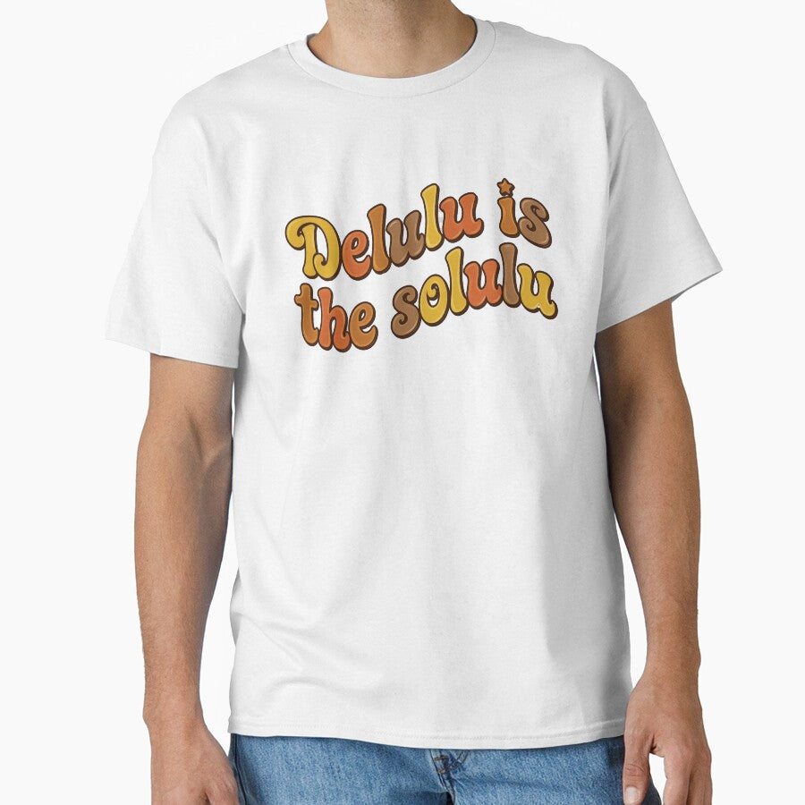 Groovy "Delulu Is The Solulu" Retro 70s Aesthetic Quote by Tokraz-art
