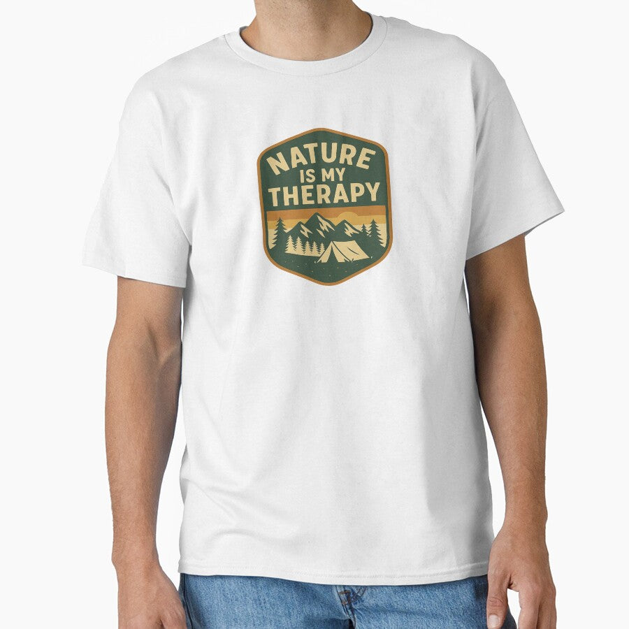 Nature Is My Therapy – Retro Outdoor Camping Shirt by Free Soul Designs