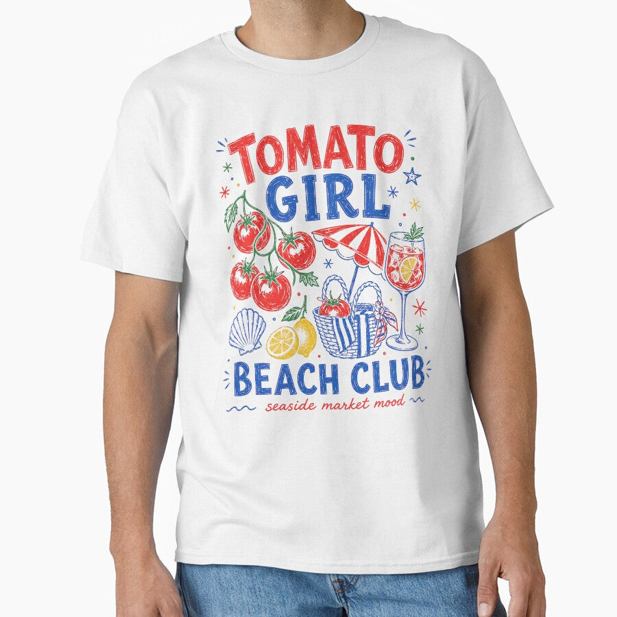 Tomato Girl Beach Club Summer by Retro Moon Studio