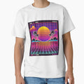 "Retro Sunset with Neon Palm Trees - 80s Aesthetic" by DreamLabStudio