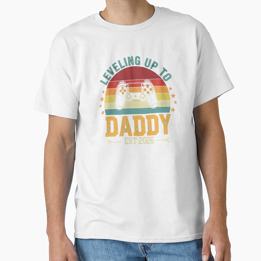 Copy of Leveling Up To Daddy Est. 2026 Gamer Father Announcement Retro Gift by byJamaldesign