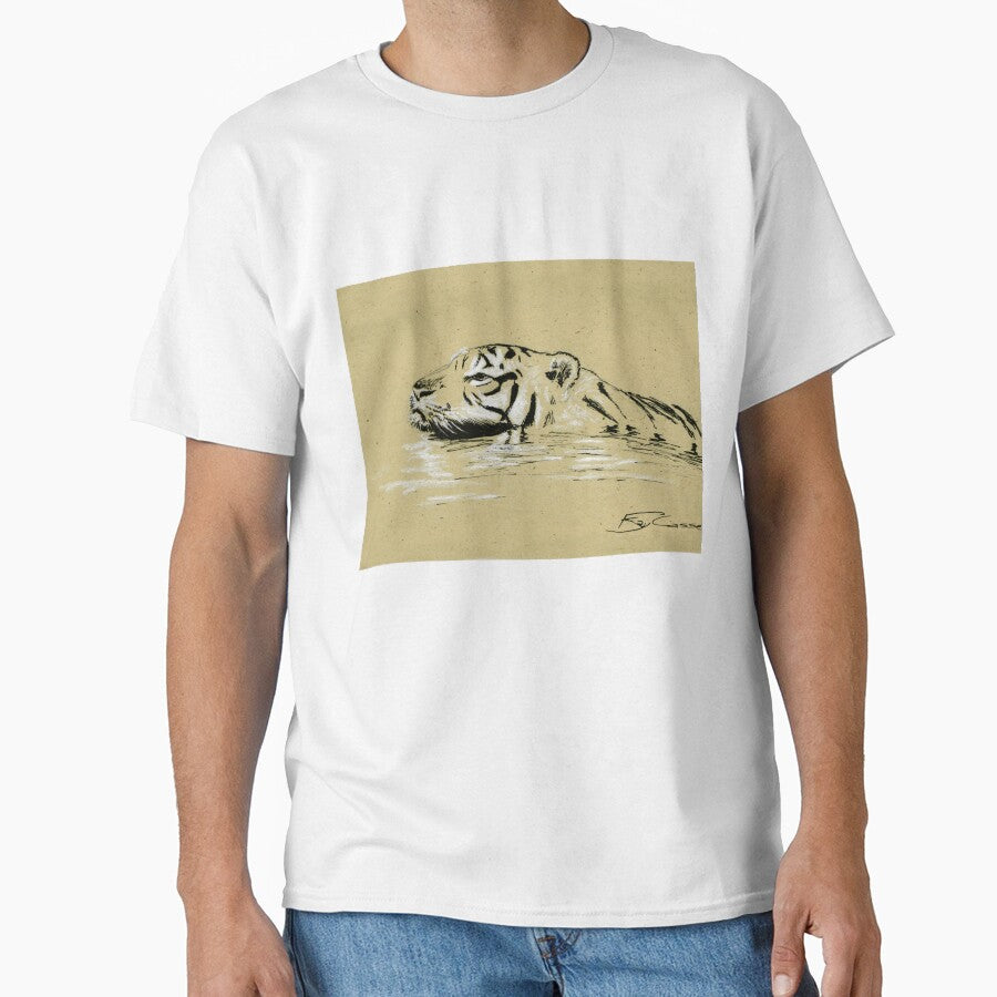 Swimming Tiger Sketch by Ray Cassel