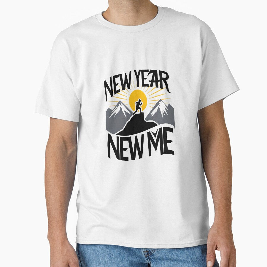 New Year New Me Motivational Mountain Graphic New Years Shirt by cirereyes