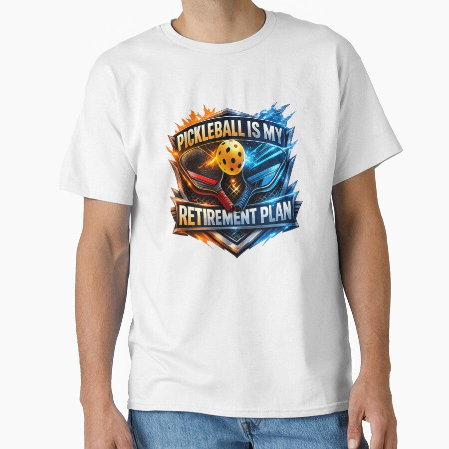 Pickleball Is My Retirement Plan Funny 3D Pickleball Logo Design by Pickleball Addicts Club