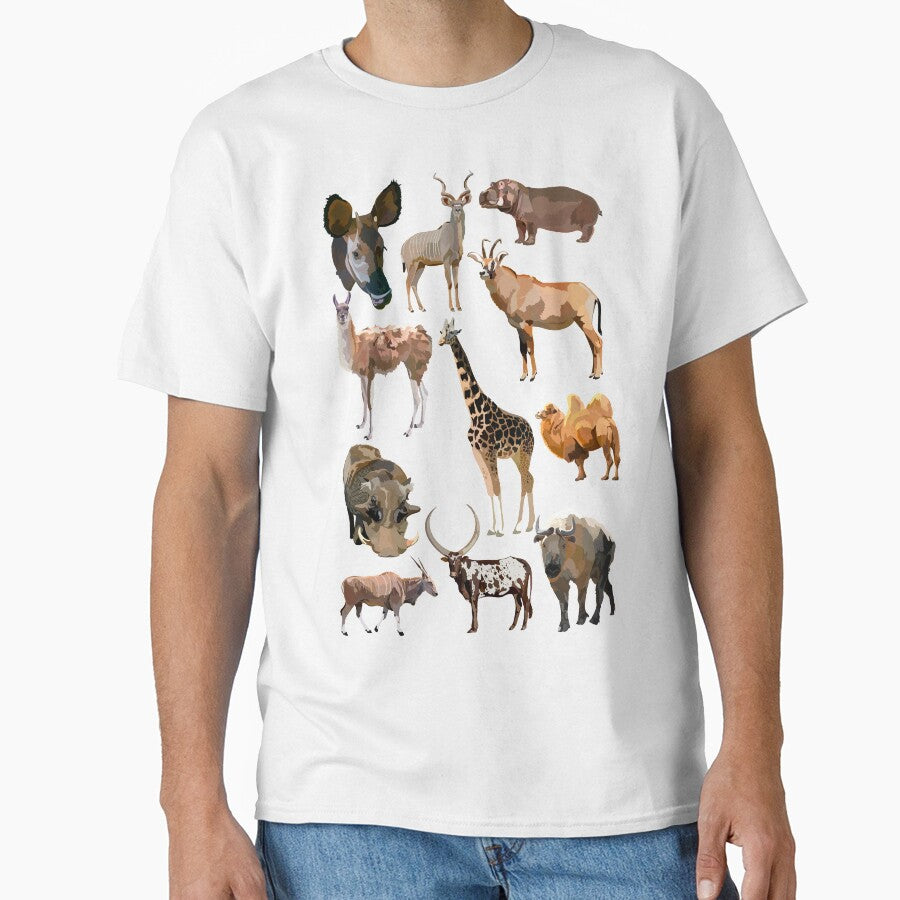 H is for Hoofstock,Hoofstock Artwork – Diverse African and Asian Ungulates Featuring Giraffe, Camel, Warthog, Takin, Okapi, and Roan Design by PrettylittlepastelUk