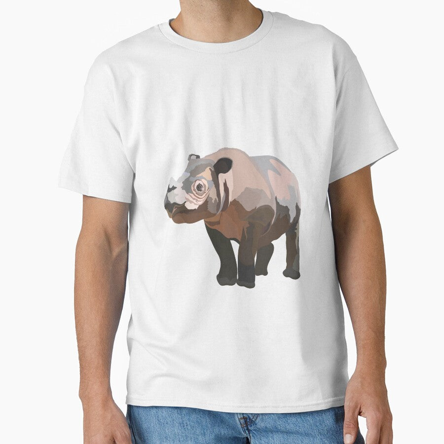 S is for Sumatran Rhino, Sumatran Rhino Illustration – Rare and Endangered Asian Rhino Artwork by PrettylittlepastelUk