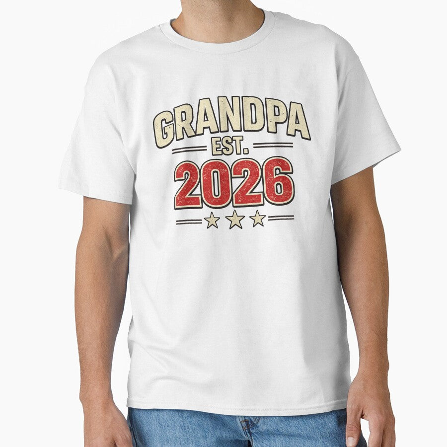 Grandpa EST 2026 Shirt – New Grandpa Gift 2026, First Time Grandpa Tee, Baby Announcement Grandpa Shirt by TKOprintdesigns