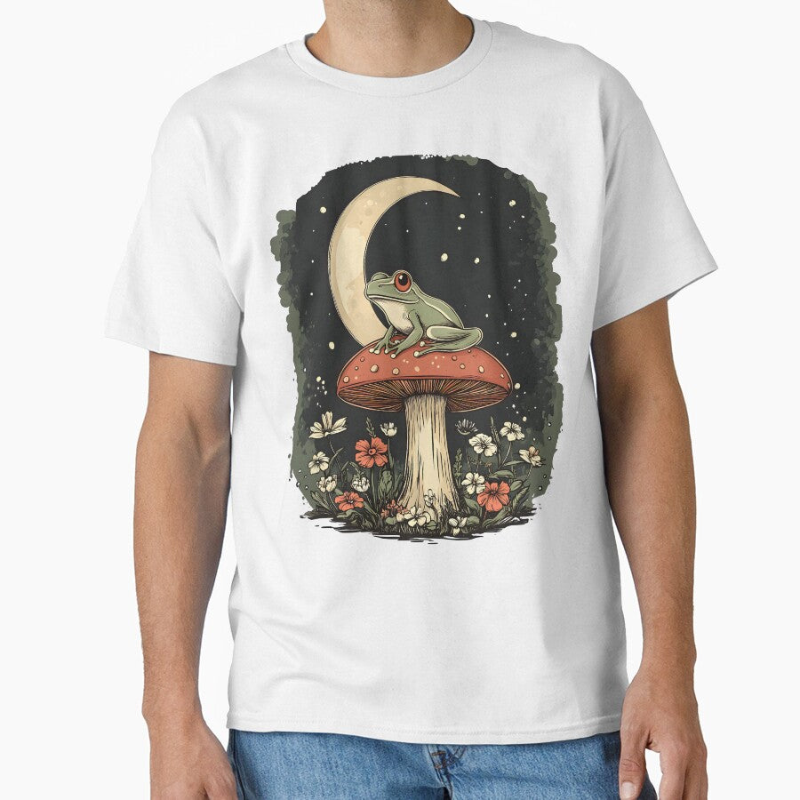 Whimsical Frog on Mushroom Moon Cottagecore by Nyx Creates