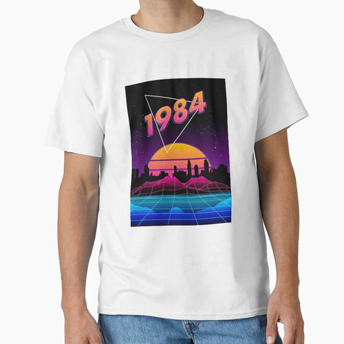1984 – Neon Synthwave Sunset Cityscape by NiceHatHarry