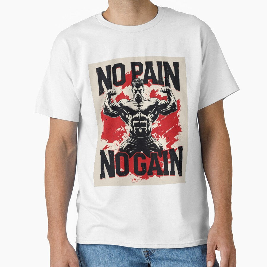 No Pain No Gain HD Sticker – Hardcore New Year Gym Motivation Lifter Design| Bodybuilder & Lifter Workout Shirt | 2026 new year resolution motivation by MillionaireGenZ ⭐⭐⭐⭐⭐ (5.0)