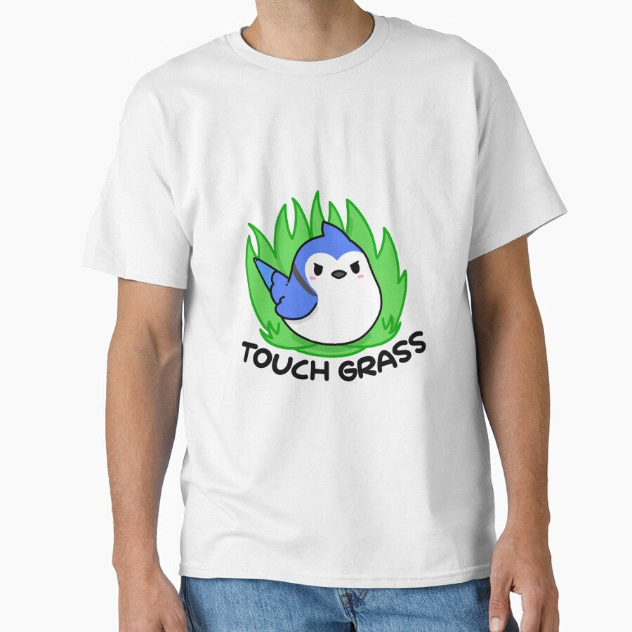 Touch Grass Blue Jay by Freckled Frog Studio