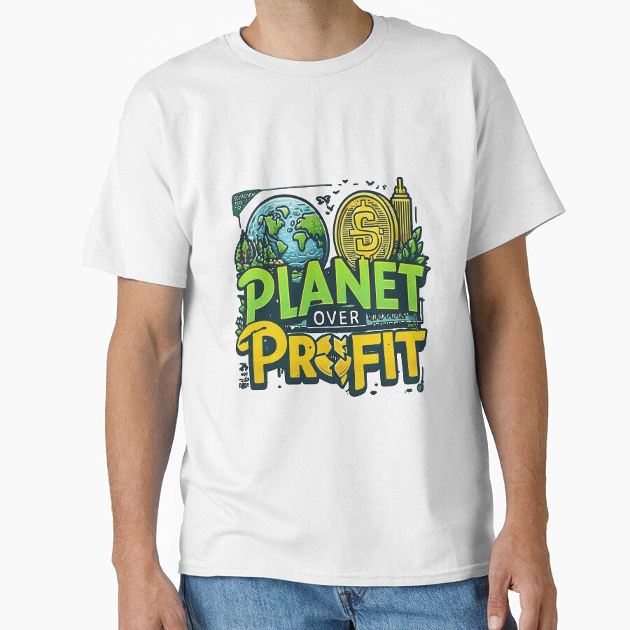 Save The Planet Shirt – Planet Over Profit Environmental Protest Slogan Tee by Mythic Tide