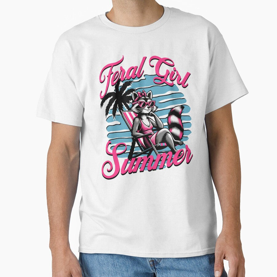 Feral Girl Summer Downtown Girl Unhinged Inappropriate Racoon shirt by digifaxdesign