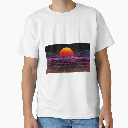80s retrowave neon grid sunset valley by ibygtr