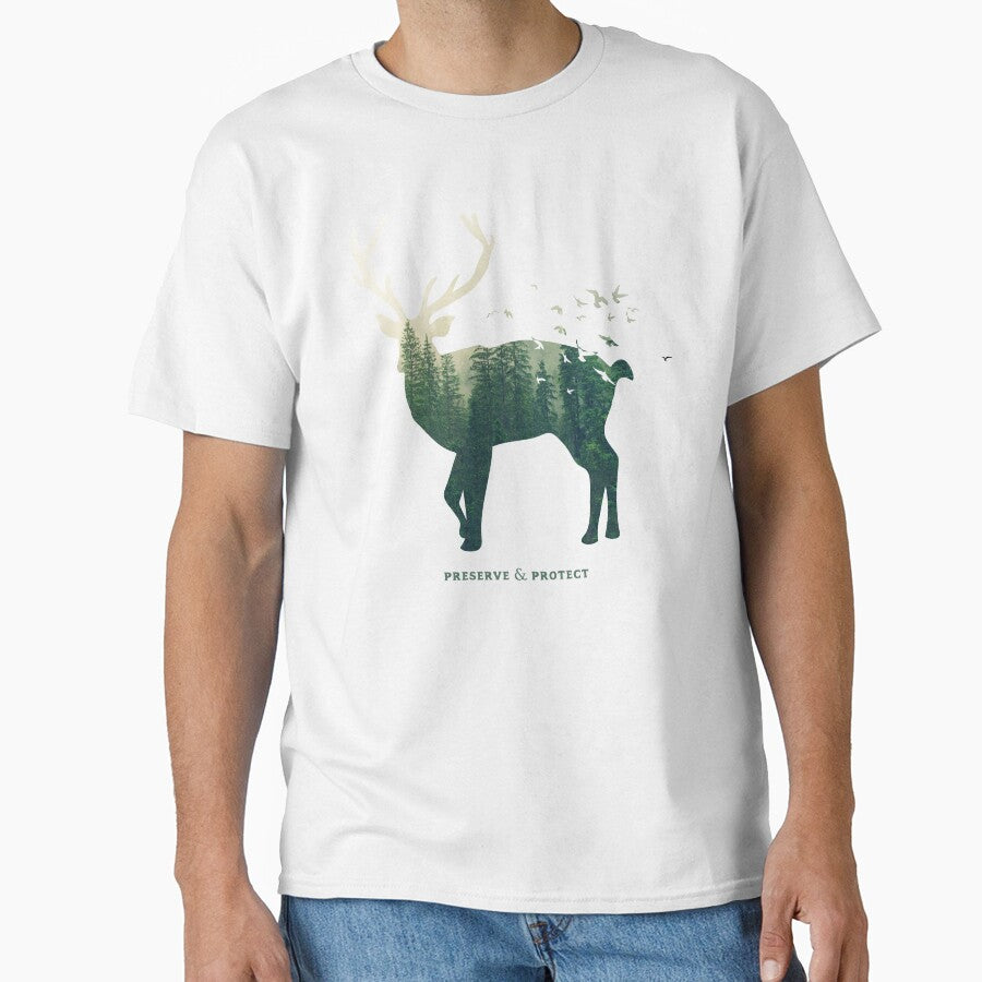 Preserve & Protect Deer Silhouette National Park Nature Double Exposure Forest Save the Environment Climate Change Wilderness Hiking Camping by lanynx design