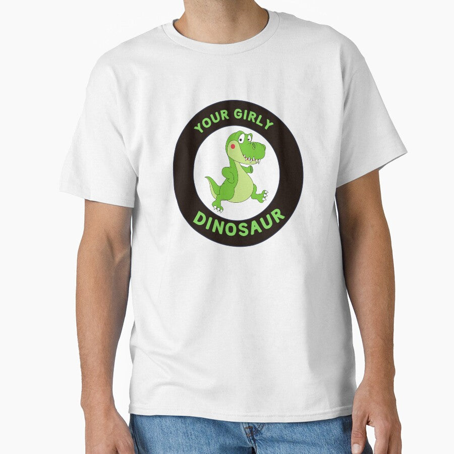 “Your Girly Dinosaur” Cartoon Dino Logo – Cute Green Dinosaur Design by Love3Happy
