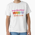 Overstimulated moms club, with rainbow color hearts by NoManDesign