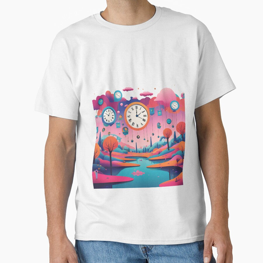 Surreal Landscape – Pink Sky, Clocks in the Clouds & Dream Lake by Yuli Club