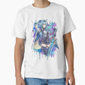 Genshin Impact Eula Vaporwave Neon Grid Japanese Text Portrait by Senpaiwaves