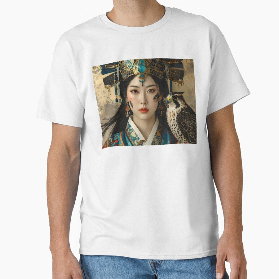 Imperial Asian Empress — Mystical Portrait with Falcon by Schoenenwald - Illustrations Uniques et Originales