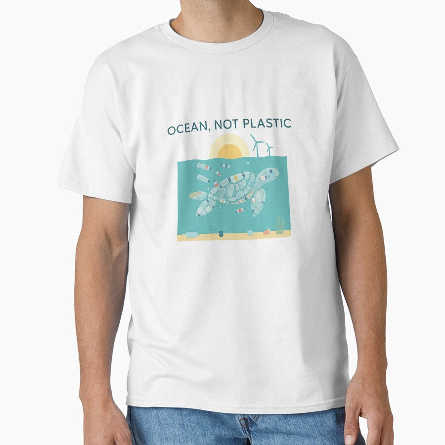 Ocean Not Plastic Sticker – Minimalist Eco Turtle Design  Description: by Mirkoniart