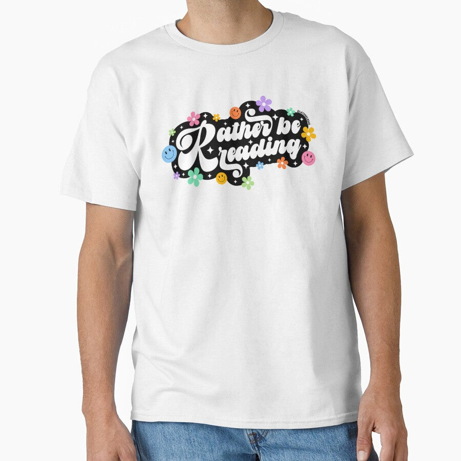Rather Be Reading / Smiley Faces Groovy Daisies Flowers in Black Colorful Bookish Quotes Reading Lover Aesthetic Gifts for Kindle Lovers Romance Books Tbr by Latinoladas