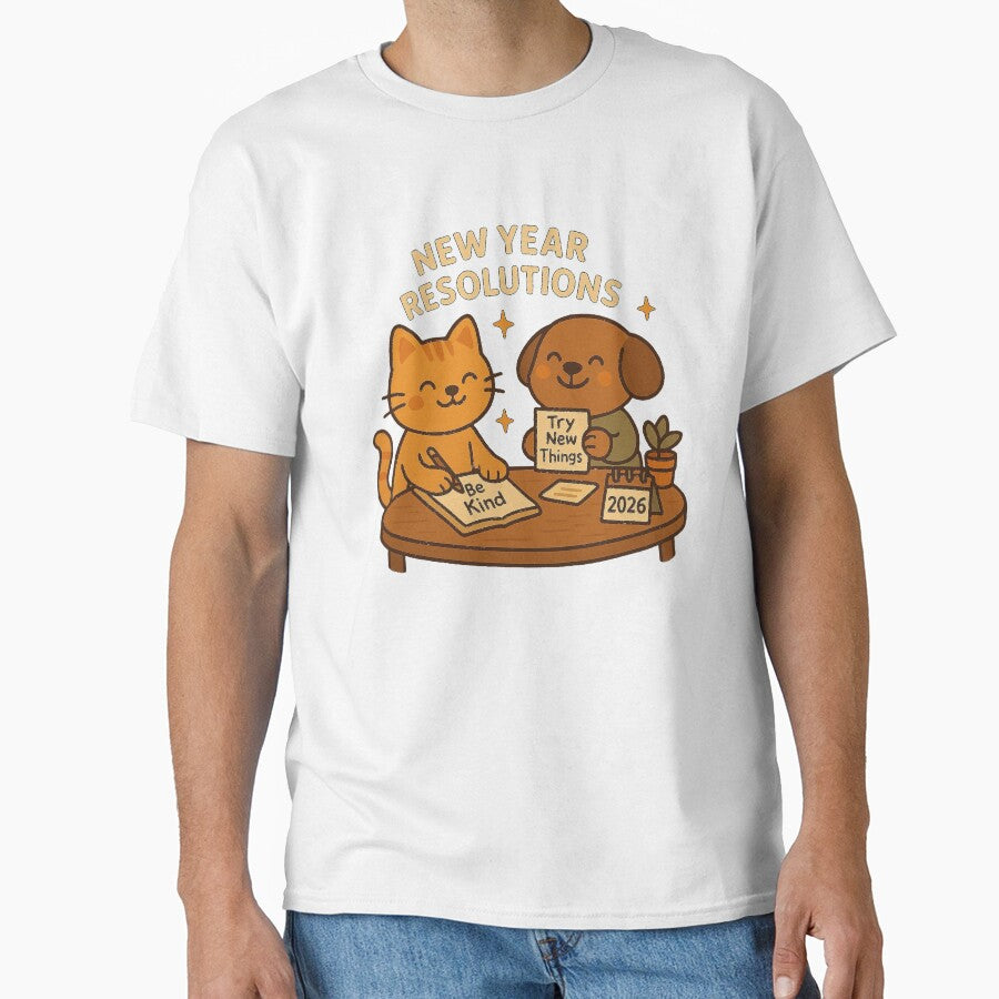 New Year Resolutions – Cute Cat and Dog 2026 Kawaii Motivational Design by StyleLap