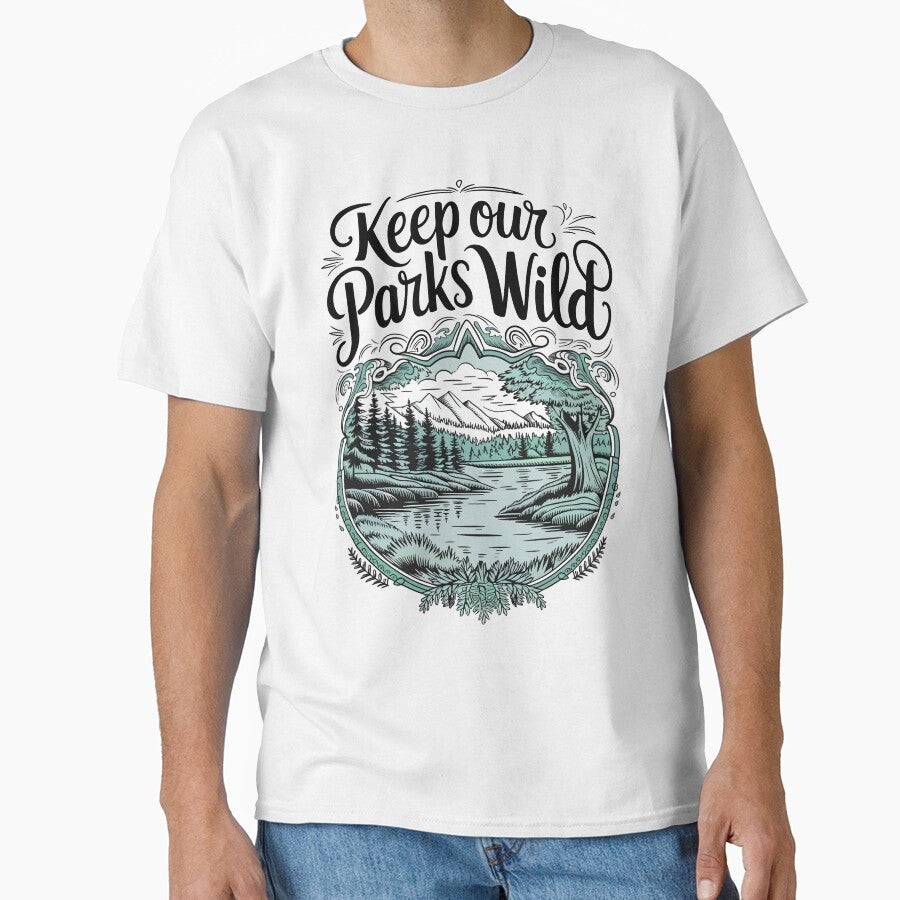 Keep Our Parks Wild – Scenic Vintage Wilderness Illustration by WildlifeInc