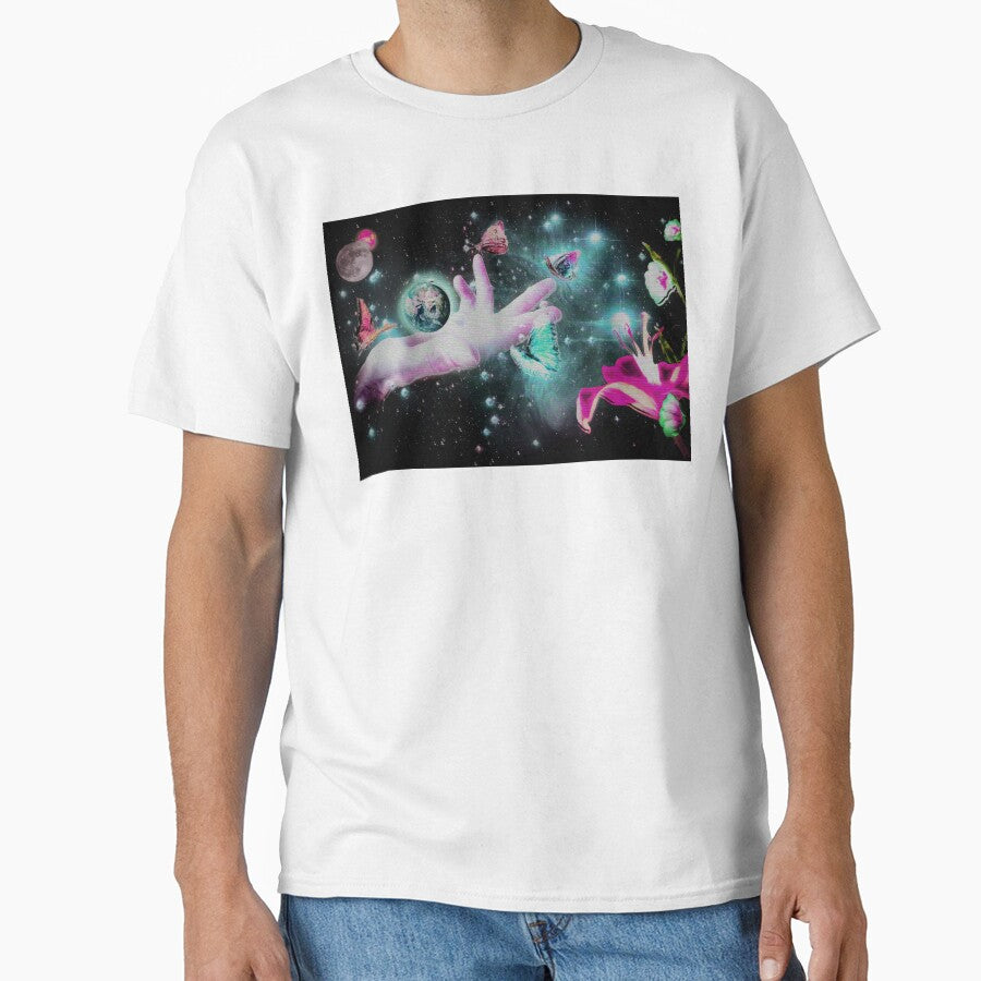 Otherworld Glitch Florals in Space-Blue by BioDigital-Jazz