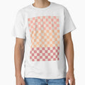 Checkered Peach Pink Pastel Blush Gradient Checked Pattern by kierkegaard