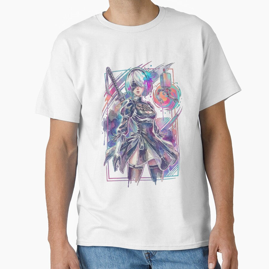 NieR Automata 2B Vaporwave Aesthetic Neon Synthwave Design by Senpaiwaves