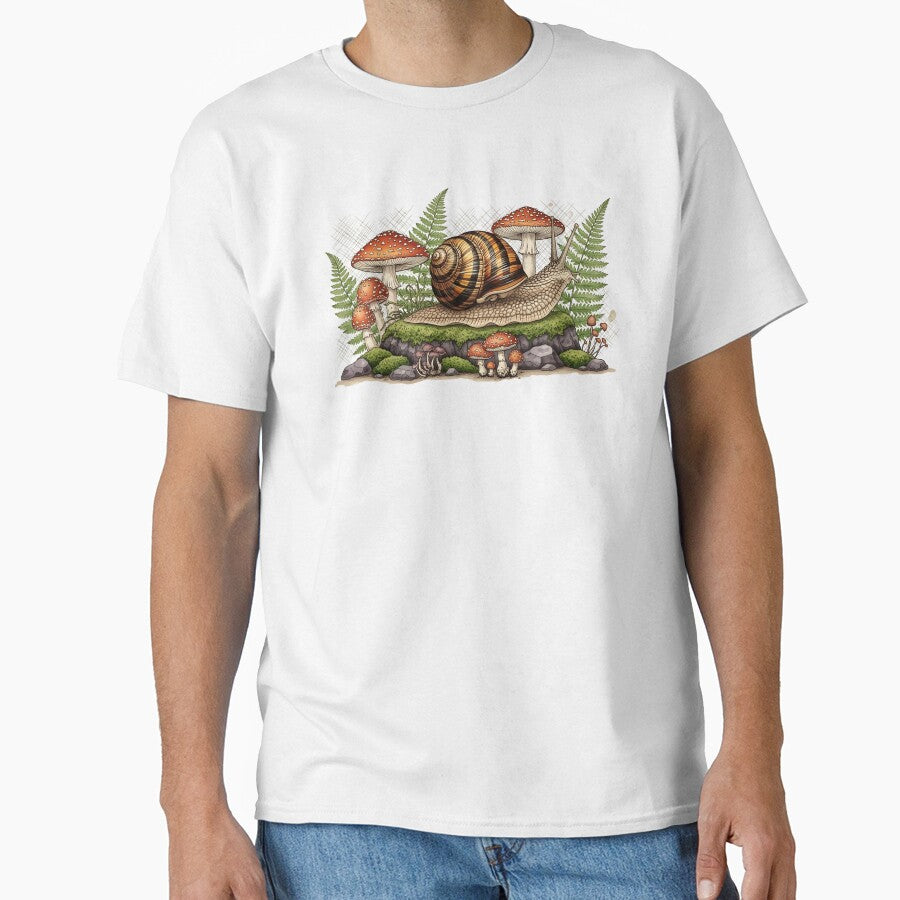 Goblincore Tiger Snail Vintage Botanical Forest Art by saiful020
