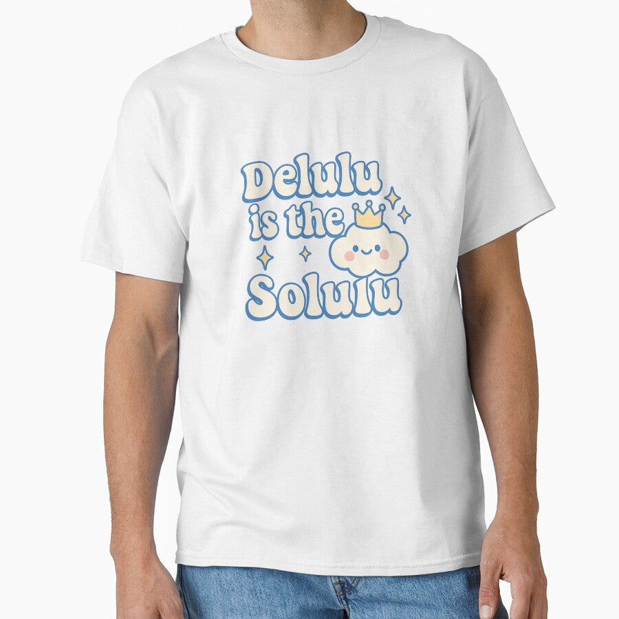 Delulu is the Solulu – Cute Pastel Sticker with Gen Z Quote & Kawaii Cloud by Designeerguy